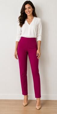 J&L Atelier Fuchsia Pull-On Slim Ankle Pants Small Career Stretch NWOT